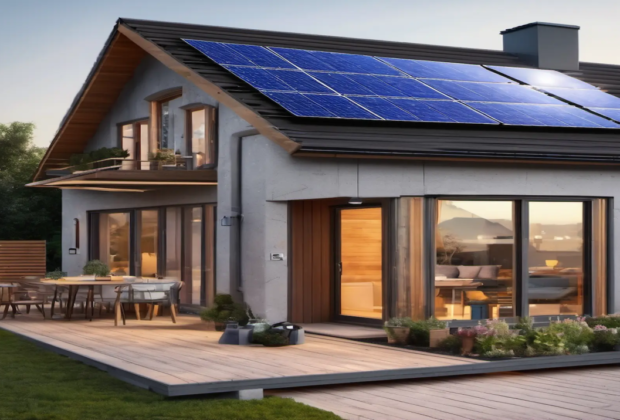 Solar panels providing backup power to a home during an outage.