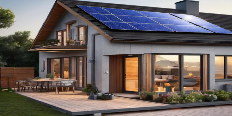 Solar panels providing backup power to a home during an outage.